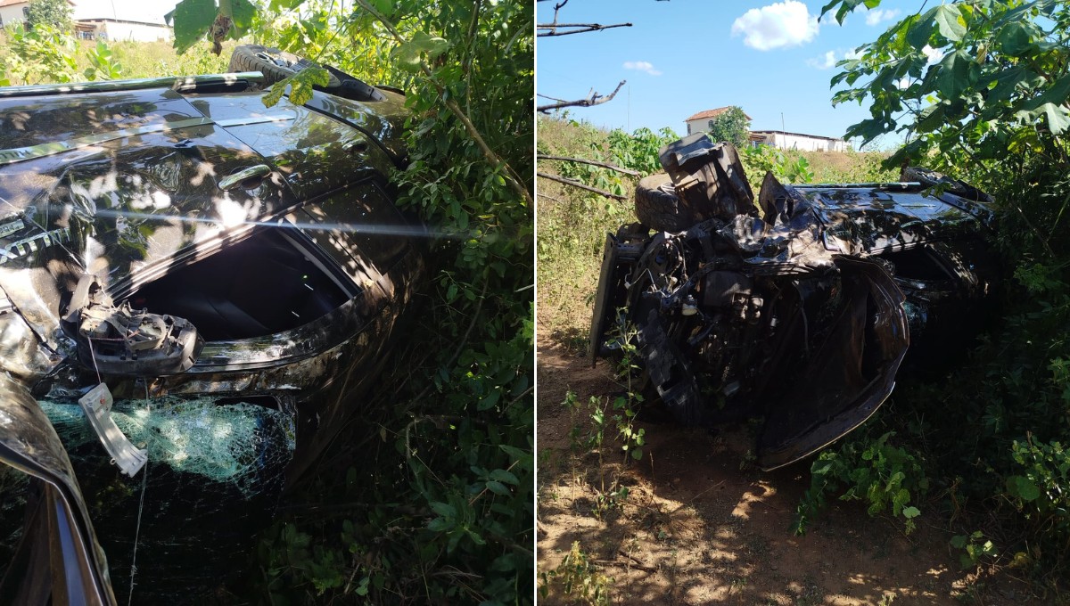 Mulher e criança ficam feridas em capotamento na estrada de acesso ao Pico do Ibituruna