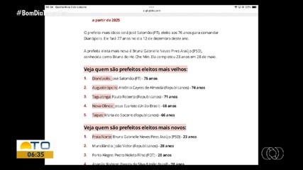 Prefeitos eleitos com idades entre 23 e 76 anos é destaque no g1 Tocantins