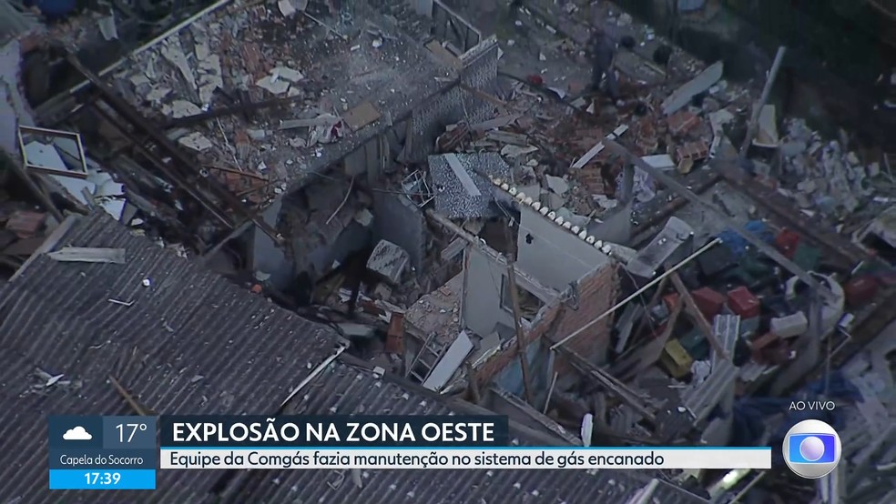 Imóveis destruídos após explosão na região do Jaguaré, na Zona Oeste de SP — Foto: Reprodução/TV Globo
