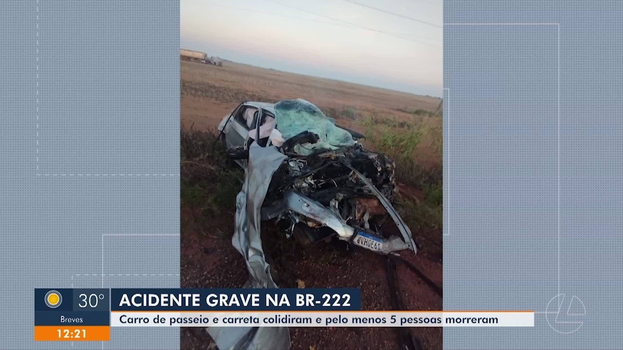 Carro e caminhão batem de frente e cinco pessoas morrem na BR-222 no Pará  