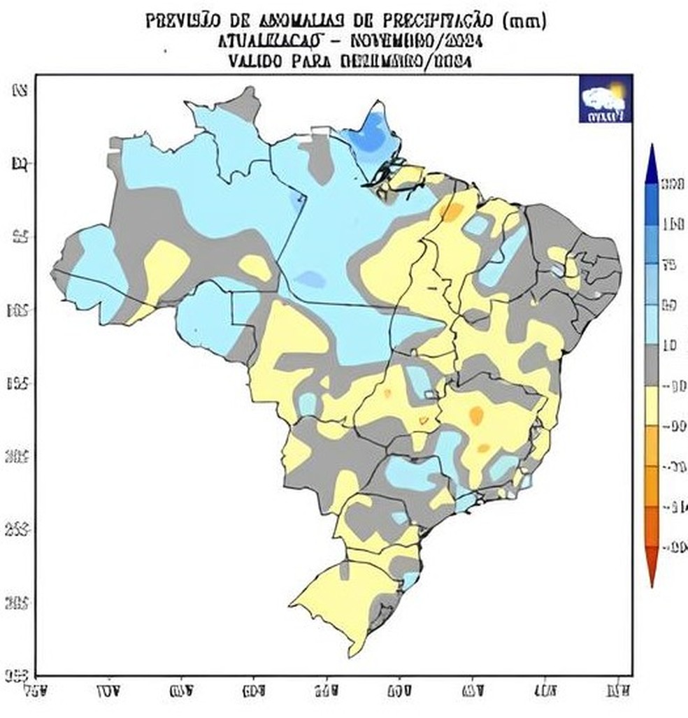 Dezembro deve ter chuvas acima ou dentro da média em boa parte do país. — Foto: Inmet