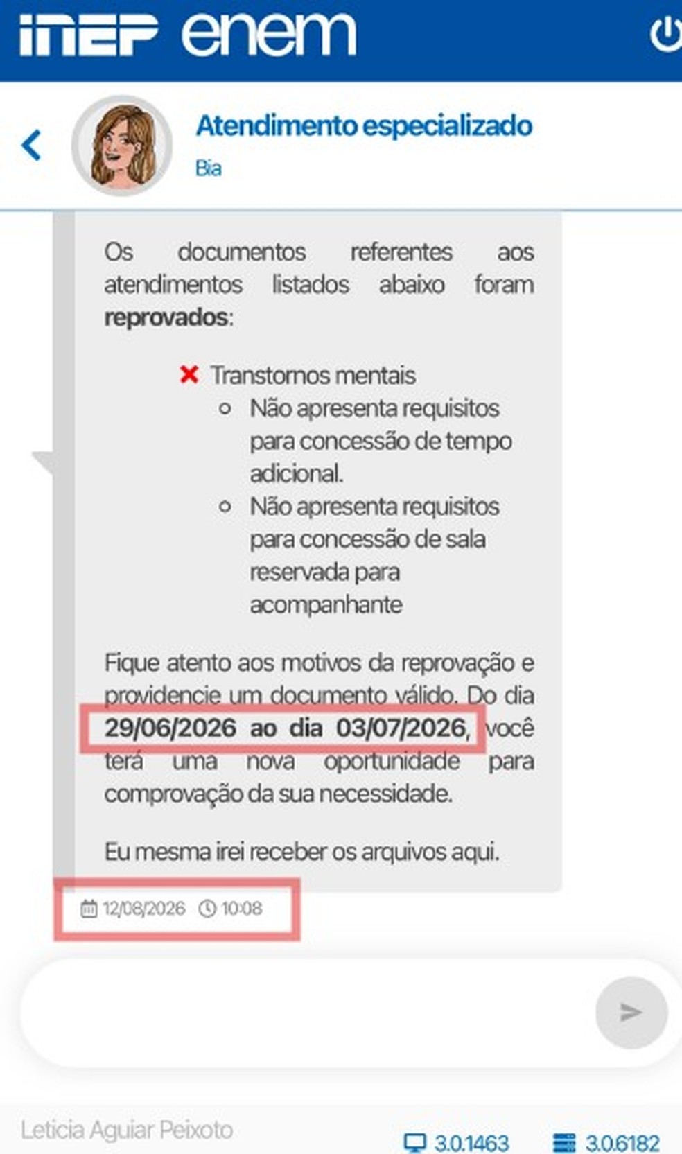 Status do pedido apareceu como negado em agosto, ap&oacute;s fim do prazo para recurso &mdash; Foto: Reprodu&ccedil;&atilde;o