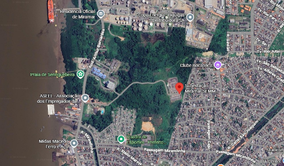 Área onde ficará o data center de IA da Elea em Belém. Ponto específico no mapa não foi informado. — Foto: Reprodução / Google Maps