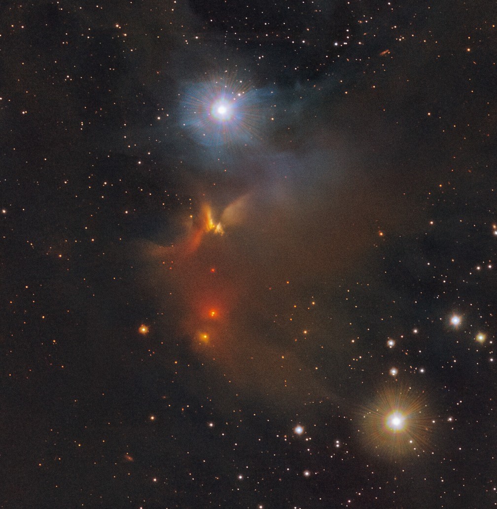 Imagem em infravermelho de uma região na constelação de Camaleão.  — Foto: ESO/Meingast et al.