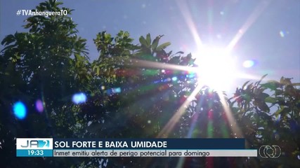 Inmet emite alerta de perigo potencial para baixa umidade no TO neste domingo (20)