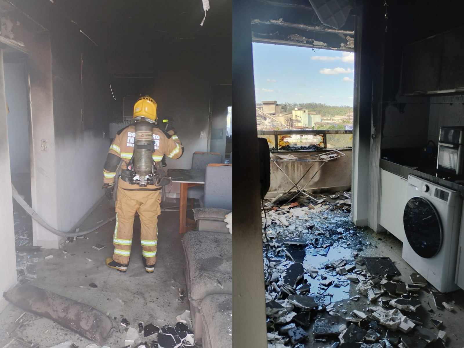 Incêndio destrói quarto de apartamento no 10º andar de prédio em Ipatinga