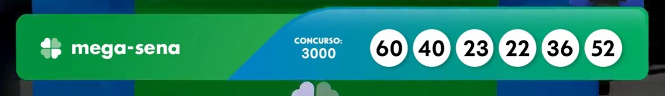 Mega-Sena, concurso 3.000: veja as dezenas sorteadas