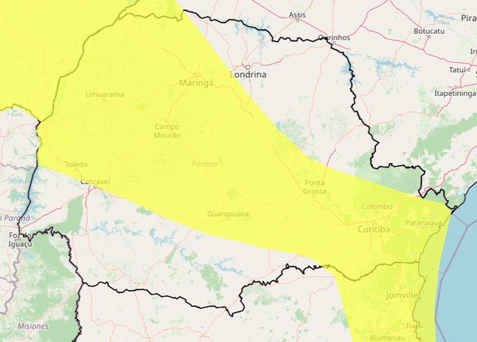 Alerta de tempestade do Inmet — Foto: Reprodução/Inmet