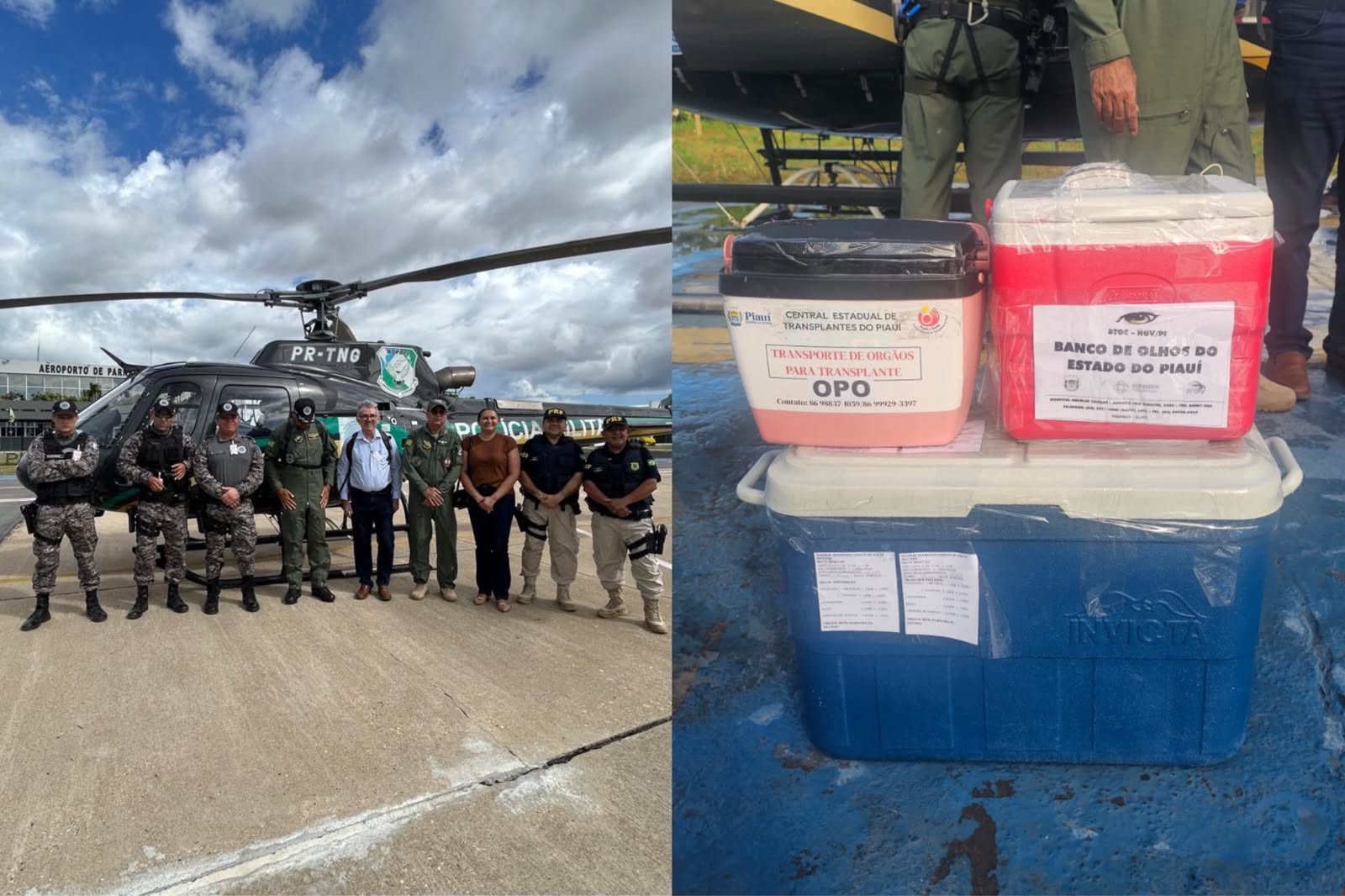 Fígado, rins e córneas são transportados por mais de 300 km em helicóptero para transplante no PI