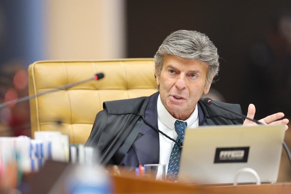 Ministro Luiz Fux durante julgamento no Supremo — Foto: Luiz Silveira/STF