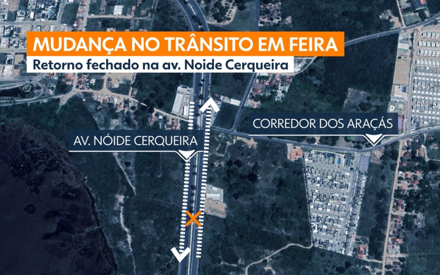 Retorno da Avenida Nóide Cerqueira é fechado em Feira de Santana durante festejos juninos; veja mudança