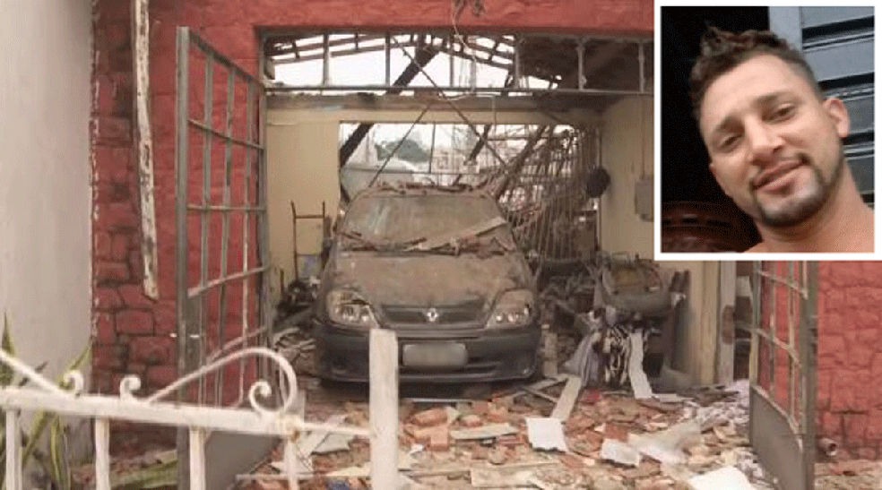 Adir Mariano (no destaque) morava na casa onde ocorreu a explosão que deixou dez pessoas feridas na região. Polícia apura se ele morreu no imóvel. IML faz exame em corpo carbonizado — Foto: Reprodução/TV Globo/Arquivo pessoal