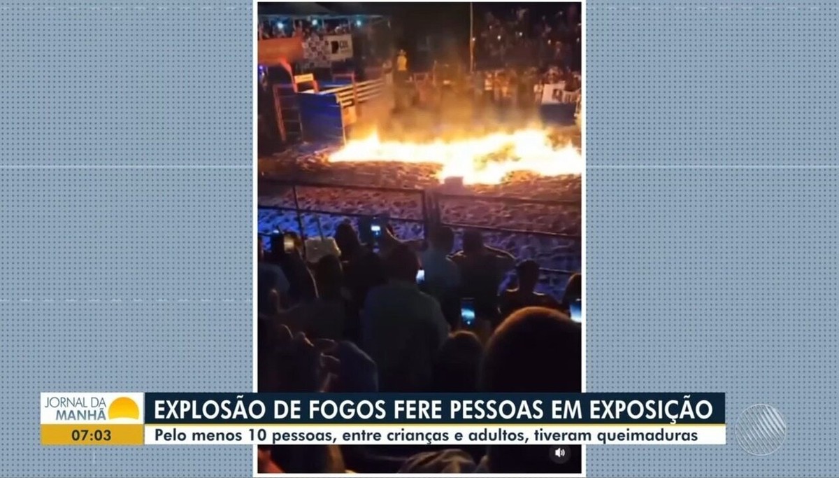 Dez pessoas ficam feridas após explosão de fogos durante exposição agropecuária na Bahia