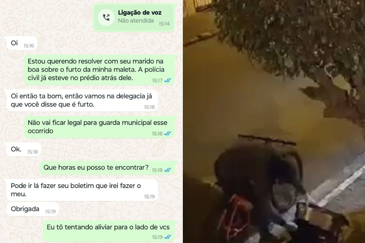 Mulher tem maleta furtada, conversa com a esposa de suspeito e recebe convite inusitado: 'Vamos na delegacia'; VÍDEO