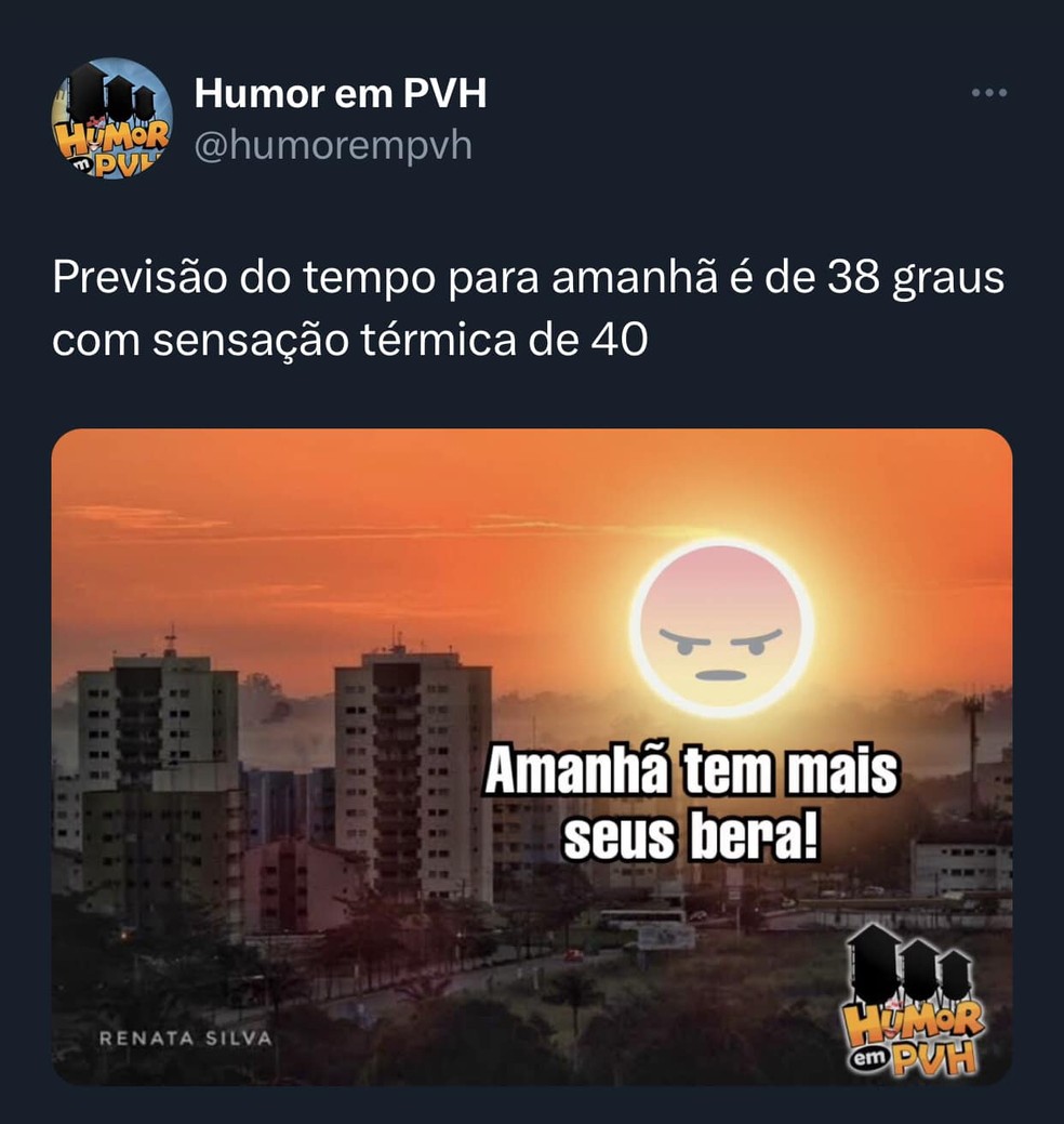 Calor de Rondônia vira 'zoeira' nas redes sociais — Foto: Facebook/Reprodução