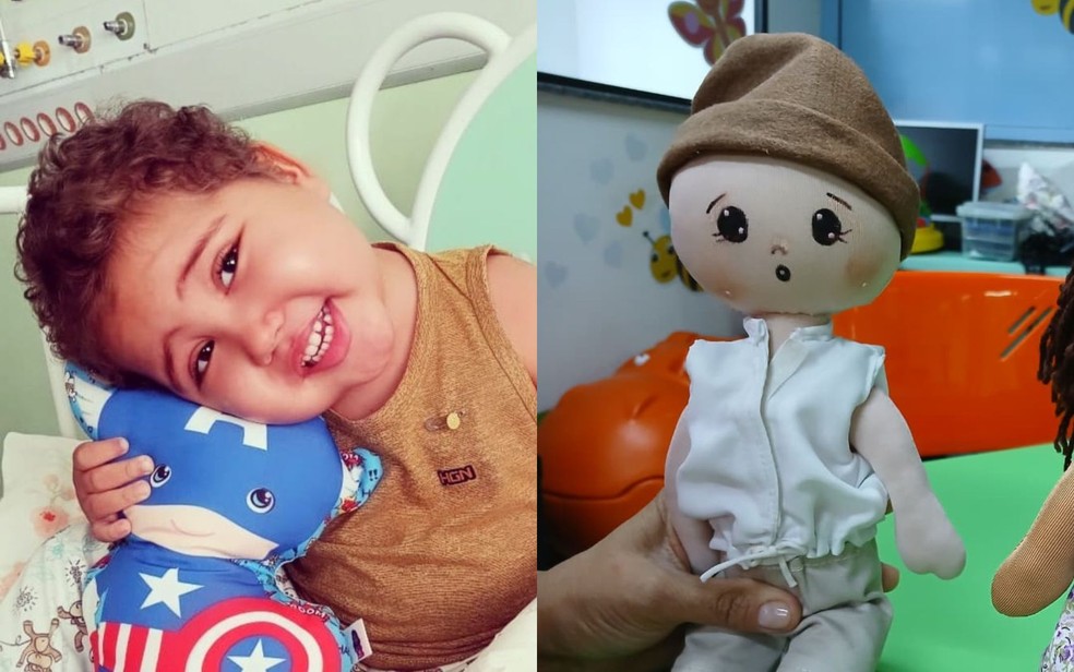 Arthur Gabriel Almeida deu nome ao boneco que ajuda pacientes infantis do setor de oncologia do Huse. — Foto: Arquivo Pessoal