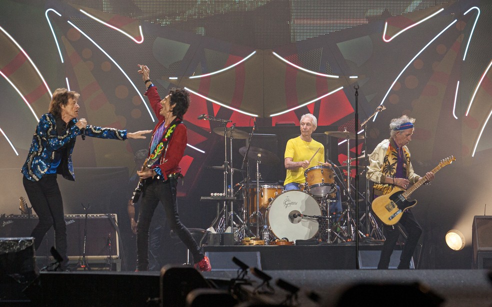 The Rolling Stones durante aprensetação em São Paulo, em fevereiro de 2016 — Foto: Marcelo Brandt/G1