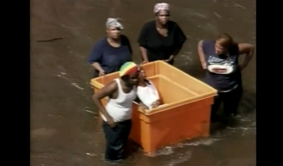 Katrina deixou 80% de Nova Orleans debaixo d'água. — Foto: TV Globo/Reprodução