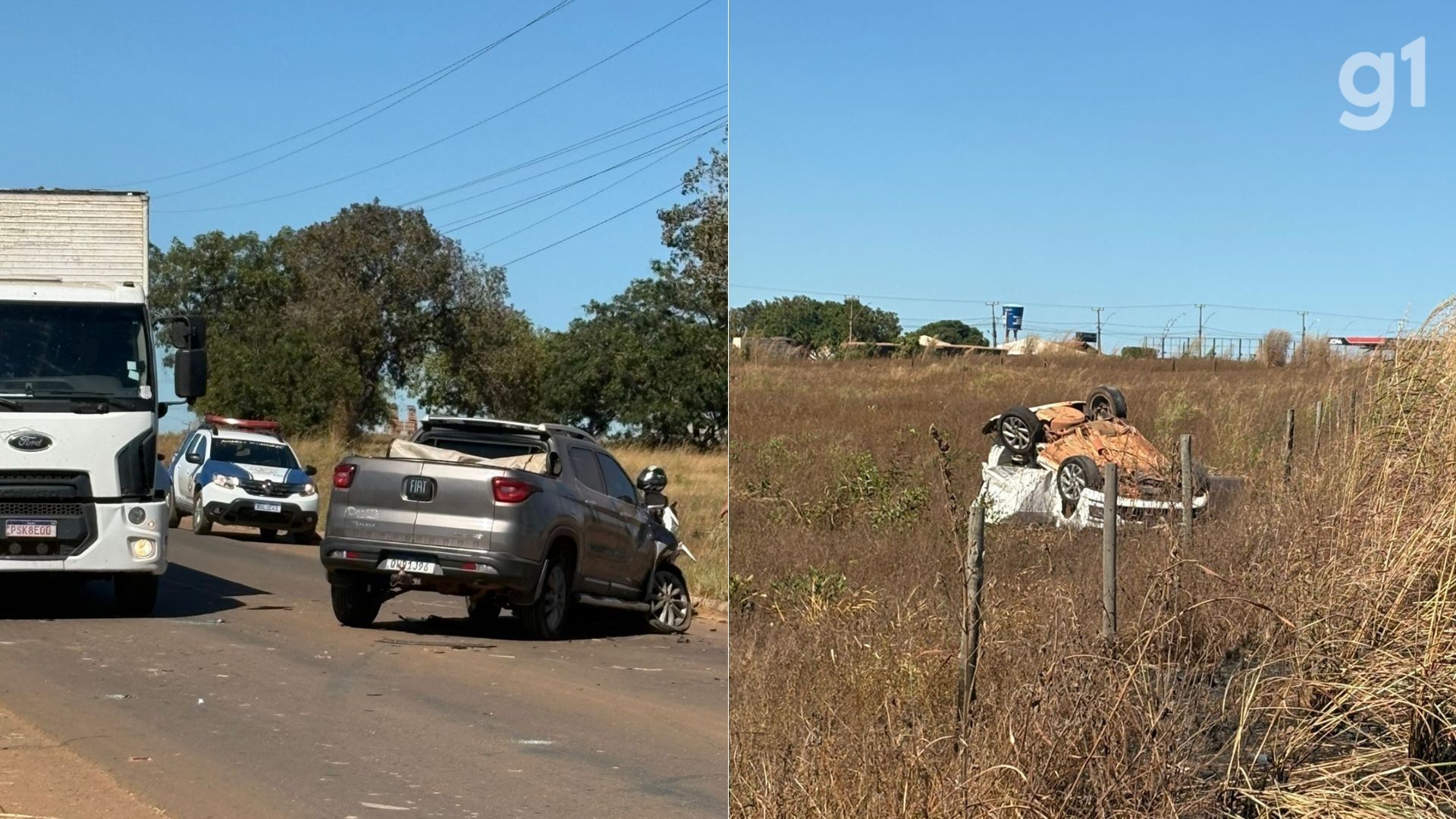 Três pessoas ficam feridas após carro capotar em acidente com picape em Balsas no MA 