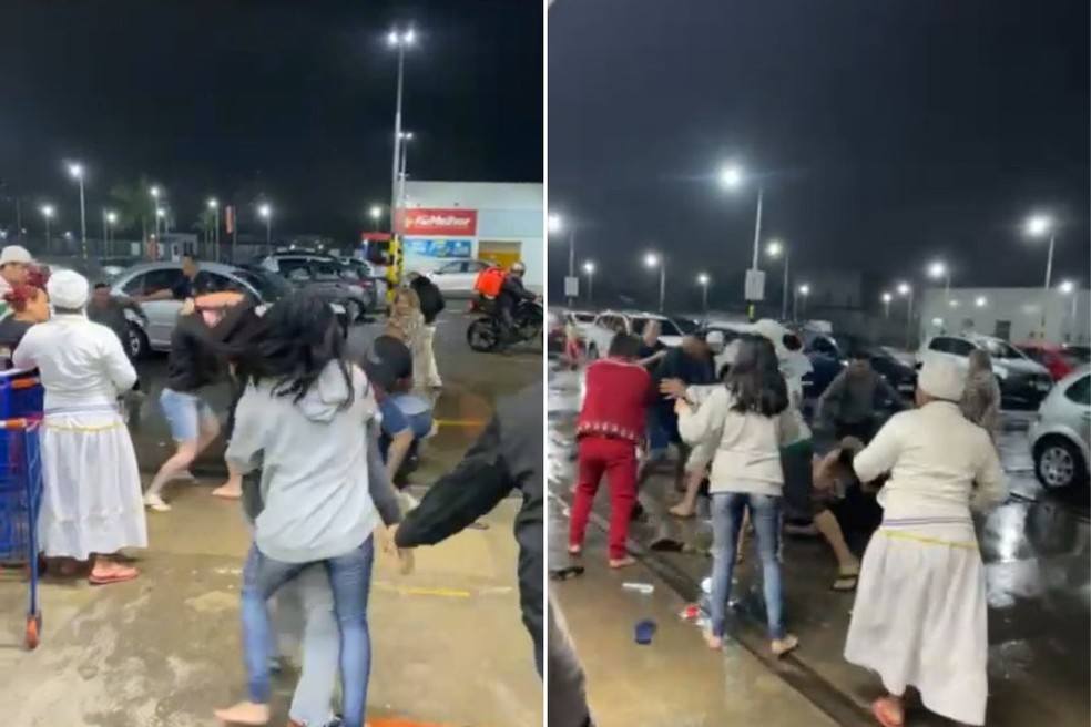 Briga entre 'mãe e ex-filha de santo' deixa dez pessoas feridas em mercado do litoral de SP — Foto: Reprodução g1