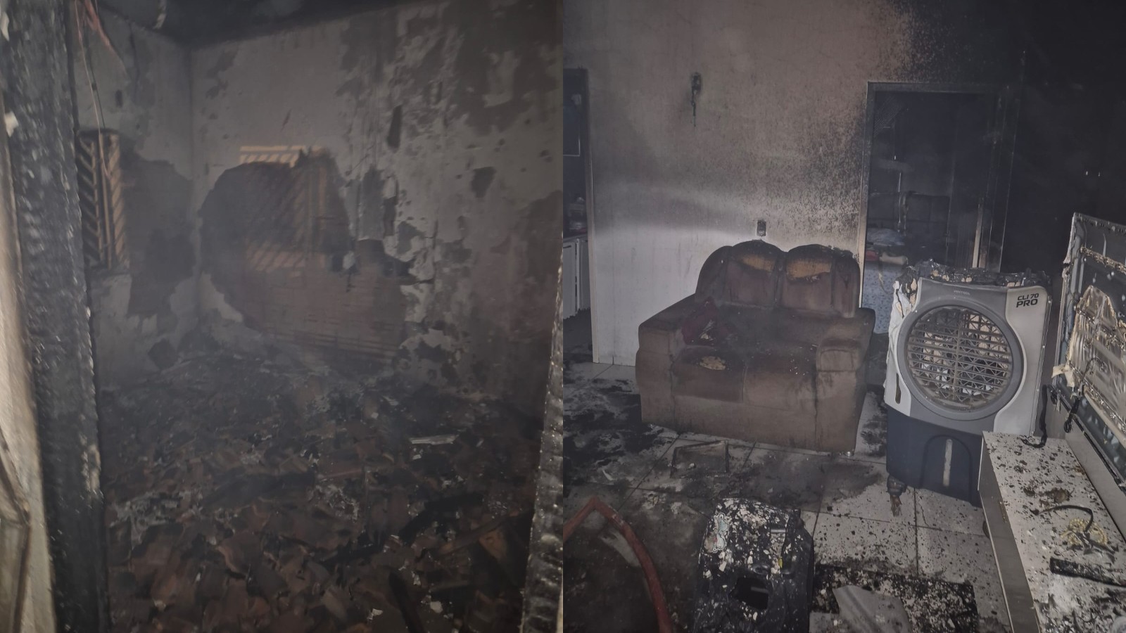 Casa fica parcialmente destruída após incêndio em Picos, no Sul do Piauí