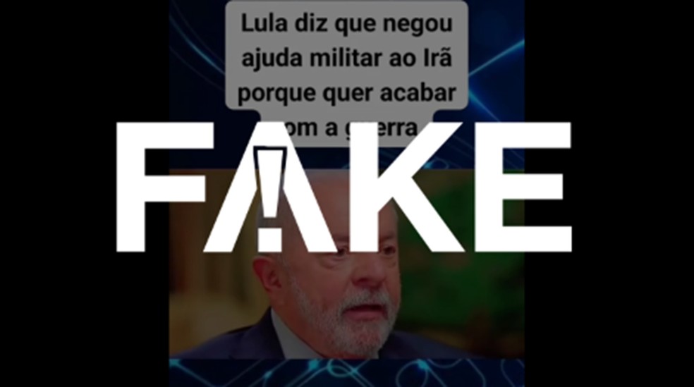 É #FAKE que vídeo mostre Lula negando ajuda militar ao Irã; entrevista é sobre guerra entre Rússia e Ucrânia — Foto: Reprodução