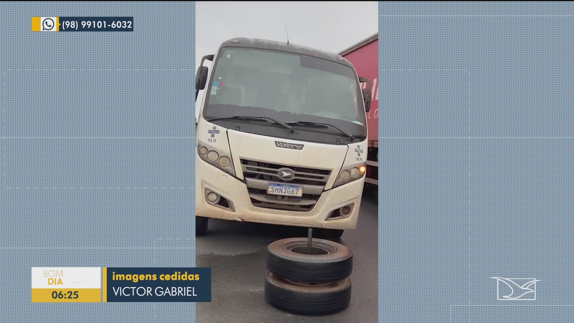 Viagem de pacientes de Santa Inês é interrompida após pneu de micro-ônibus se soltar na BR-222