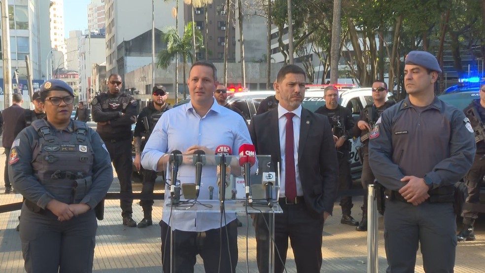 Secretário da Segurança, Guilherme Derrite fala sobre operação da Polícia Civil de SP — Foto: TV Globo