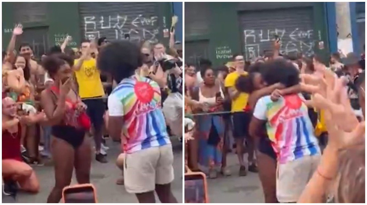 VÍDEO: Sob aplausos de foliões, bloco de rua em SP tem até pedido de casamento entre integrantes