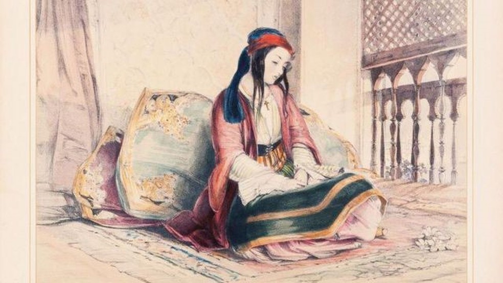 Jovem no harém, no Império Otomano — Foto: GETTY IMAGES via BBC