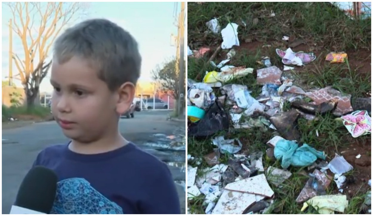 'Tá horrível': menino de 6 anos surpreende ao denunciar lixo em rua no interior de SP; VEJA VÍDEO