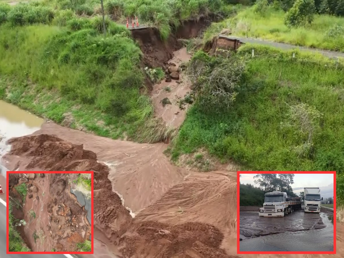 Deslizamento de terra fecha pista da SP-310 por 7h e causa 13 km de congestionamento