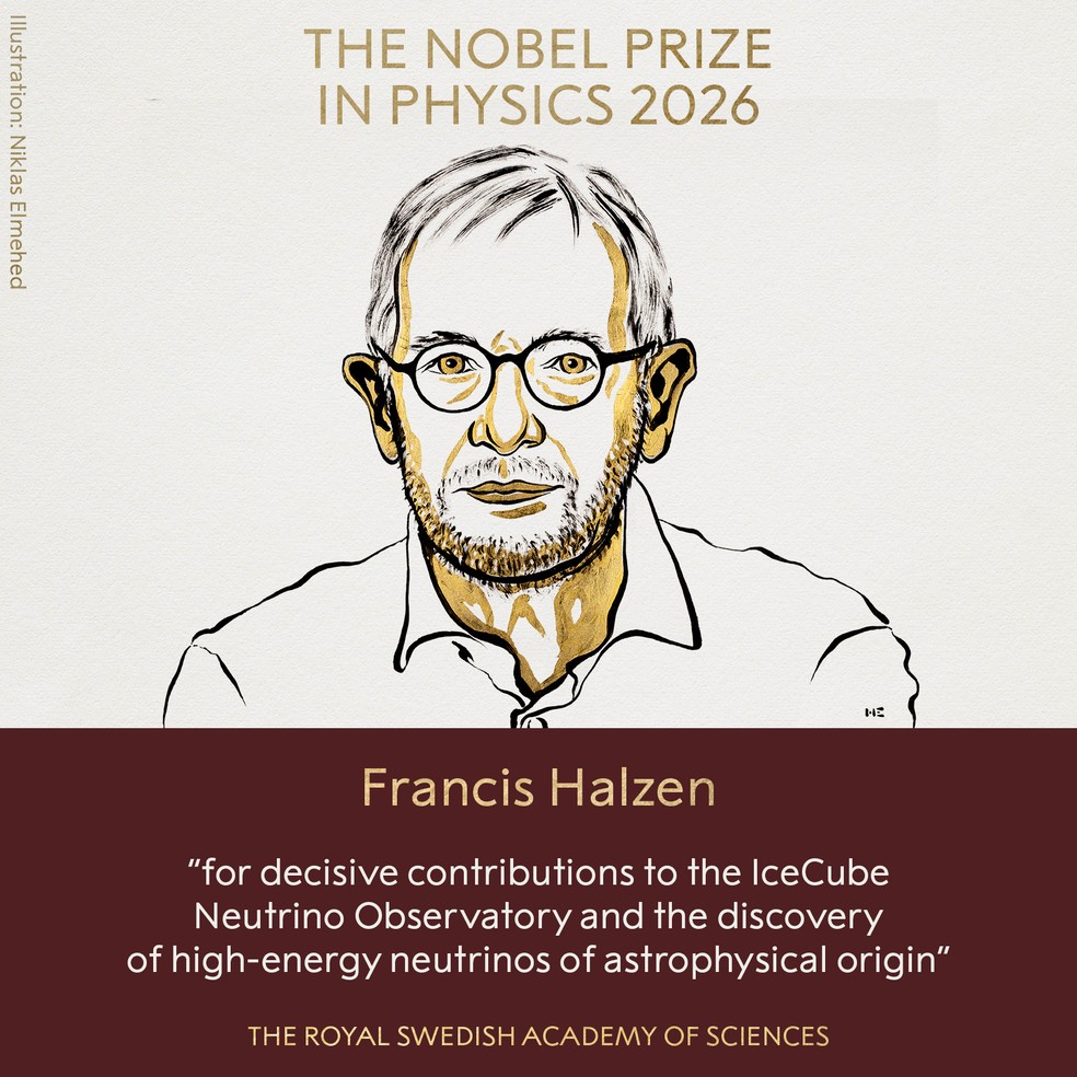 Francis Halzen, vencedor do Prêmio Nobel de Física de 2026. — Foto: Reprodução/Nobel Prize
