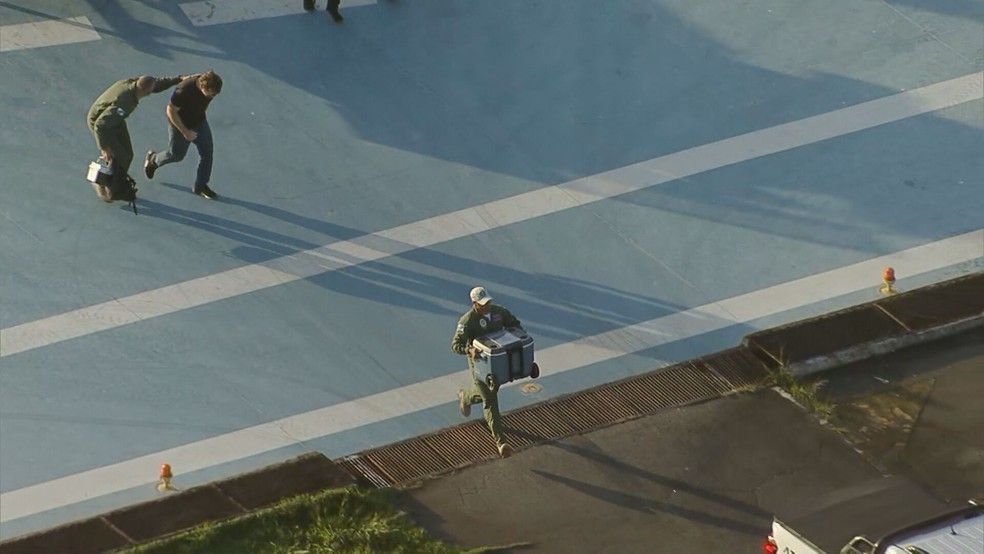 Um fígado e dois rins são levados para Copacabana — Foto: Reprodução/TV Globo