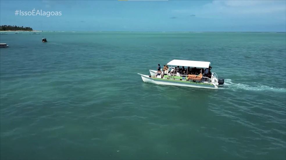 Isso é Alagoas Para chegar ao local, os visitantes podem ir de catamarã em viagens compartilhadas ou privativas — Foto: Reprodução/Isso é Alagoas