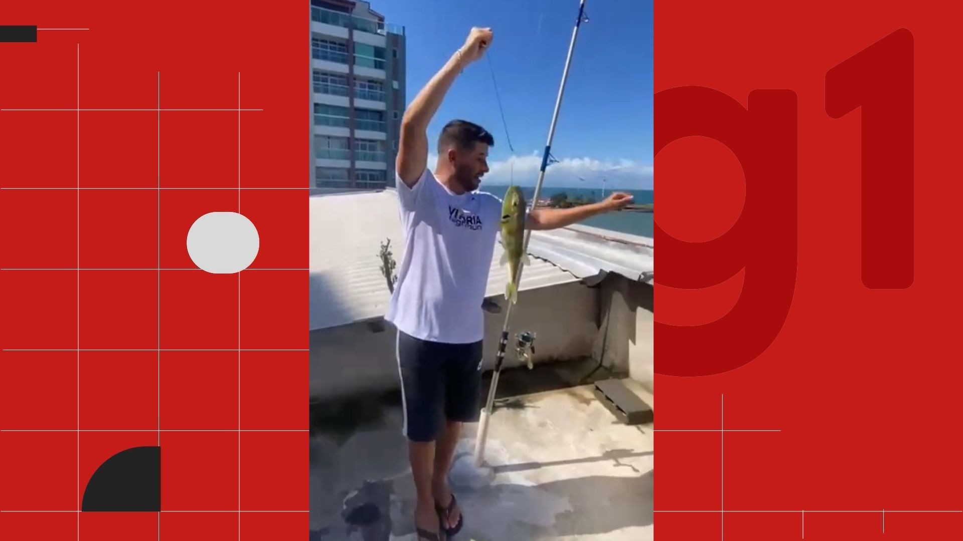 VÍDEO: amigos viralizam pescando peixes na varanda de apartamento de frente para o mar em Guarapari