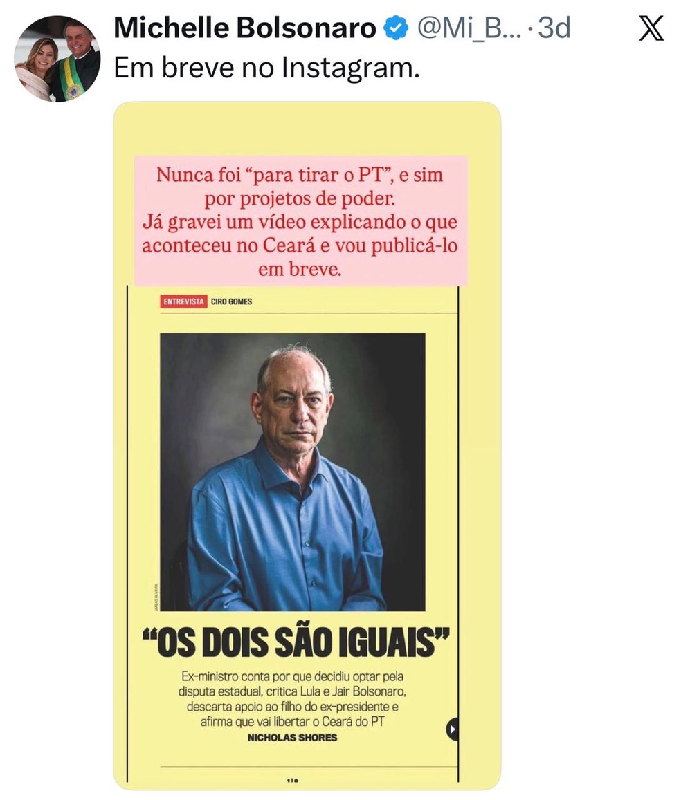 Post de Michelle publicado na segunda-feira (22/6) às 14h — Foto: Reprodução