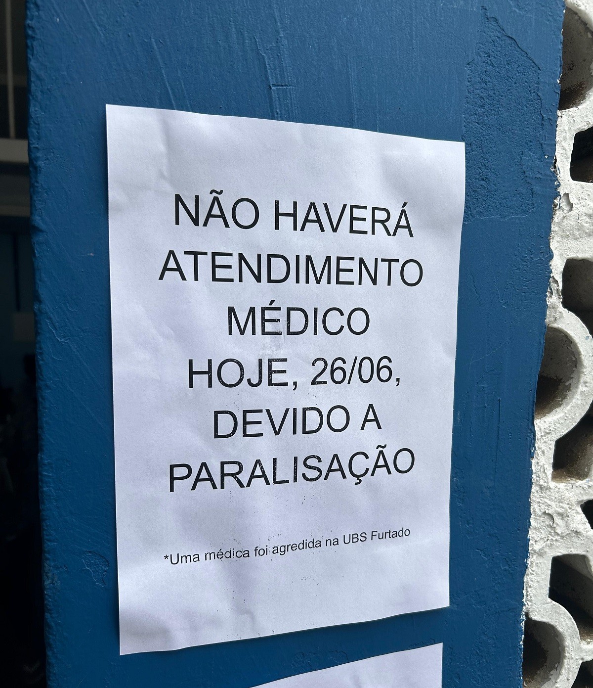 Médicos de UBSs paralisam atendimentos após profissional ser agredida por paciente em Juiz de Fora