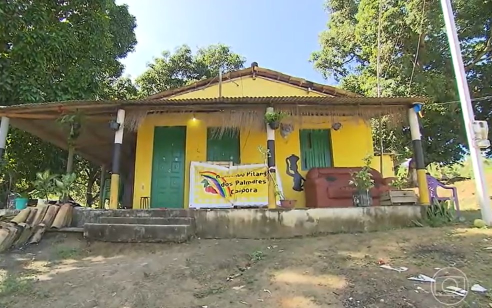 Casa onde Mãe Bernadete foi morta, dentro do quilombo Pitanga dos Palmares — Foto: Globo