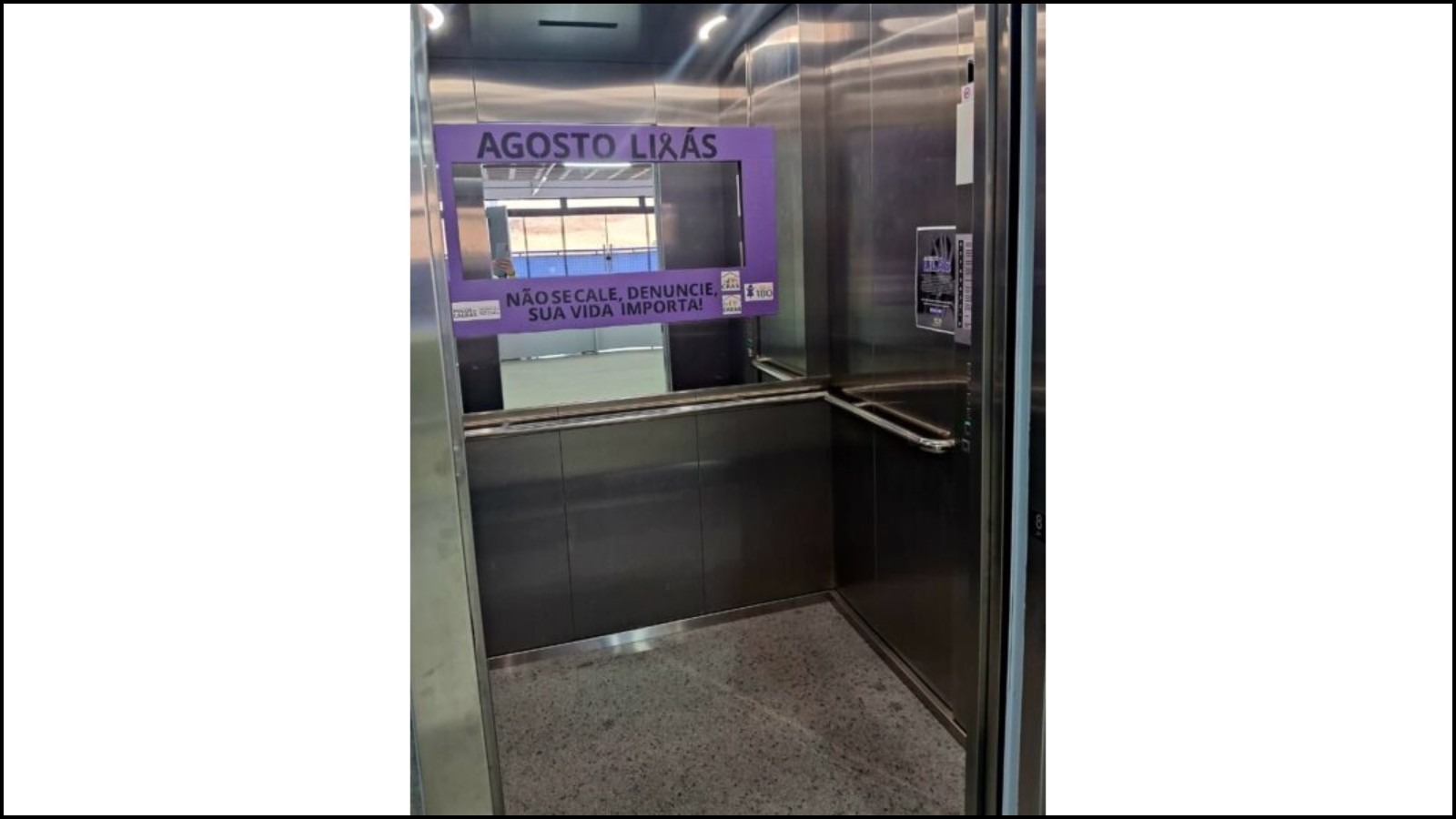 Violência contra a mulher: elevador vira símbolo da campanha Agosto Lilás em Poços