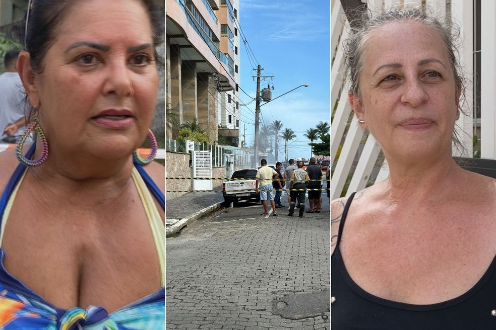 Moradoras do prédio, Valderez (à esquerda) e Márcia, relembraram susto em Praia Grande (SP) — Foto: Matheus Croce/TV Tribuna