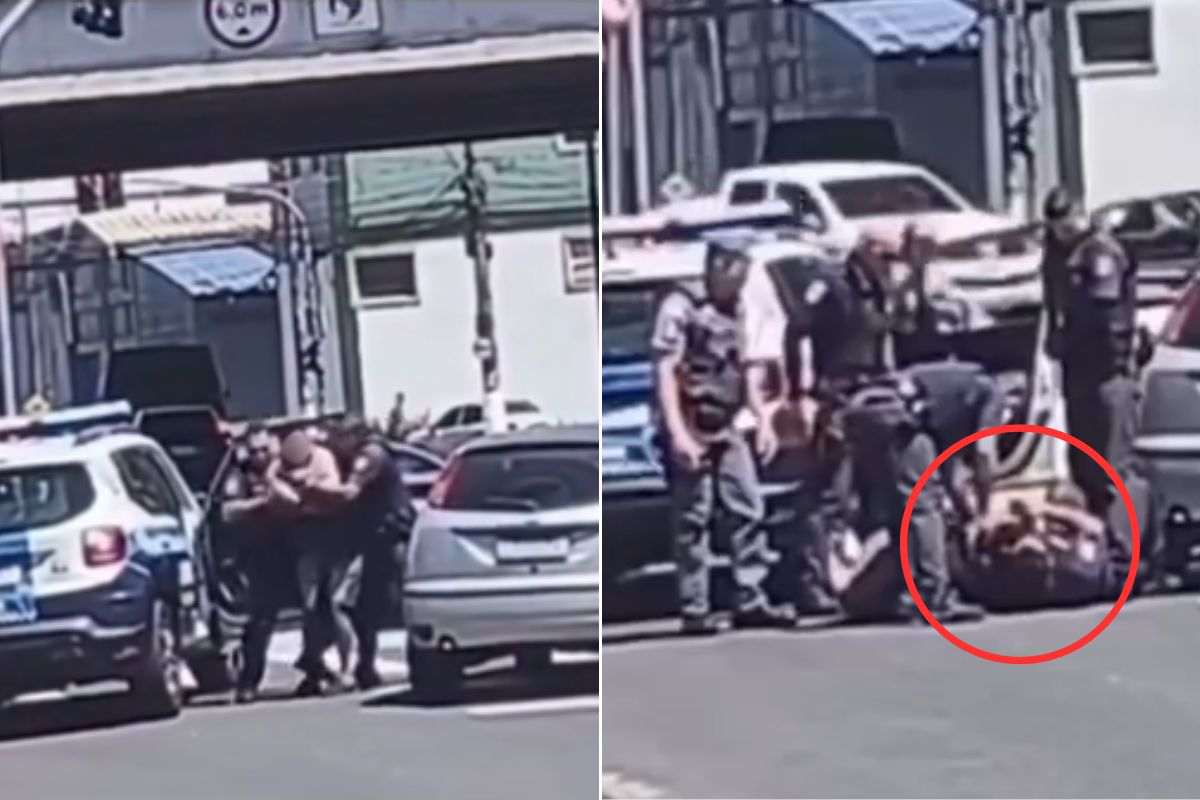 Homem acelera carro contra guarda municipal e é imobilizado no litoral de SP; VÍDEO