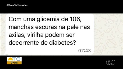 Telespectadores mandam perguntas sobre diabetes para médica no BDR