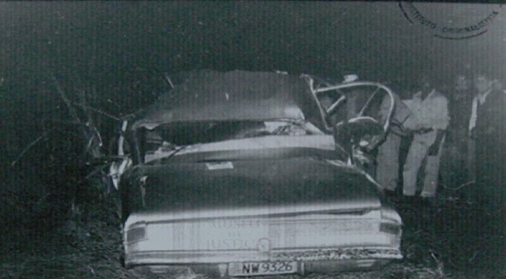 Acidente com carro de JK em 1976 — Foto: MPF/Reprodução