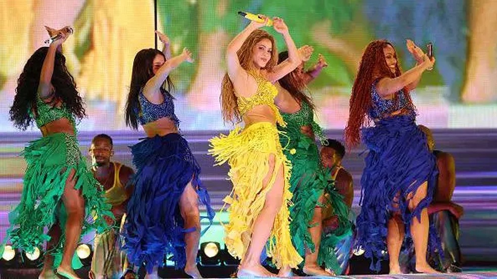 Para a imprensa internacional, show corrou Shakira como 'rainha do pop latino' — Foto: Getty Images/BBC