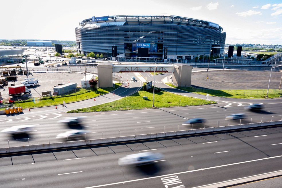 Fachada do MetLife Stadium, em East Rutherford, Nova Jersey, que receberá jogos da Copa do Mundo de 2026, incluindo a final — Foto: Angelina Katsanis/Reuters