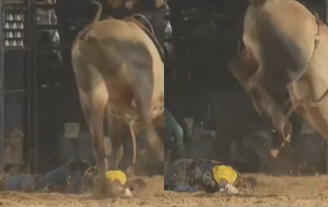 VÍDEO: peão fratura costela após ser atingido por touro em exposição agropecuária no interior de SP