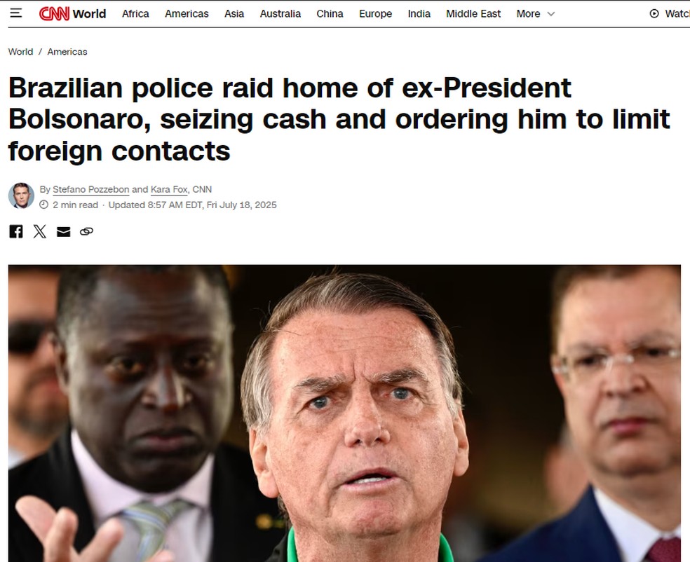 CNN repercute operação contra Bolsonaro — Foto: Reprodução