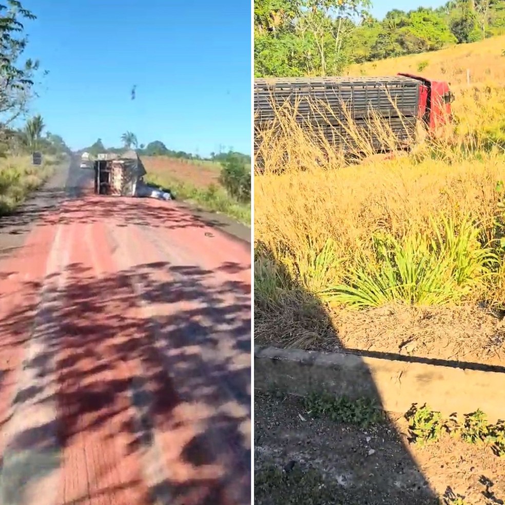 Situação dos caminhões na BR-153 — Foto: Reprodução/Redes sociais