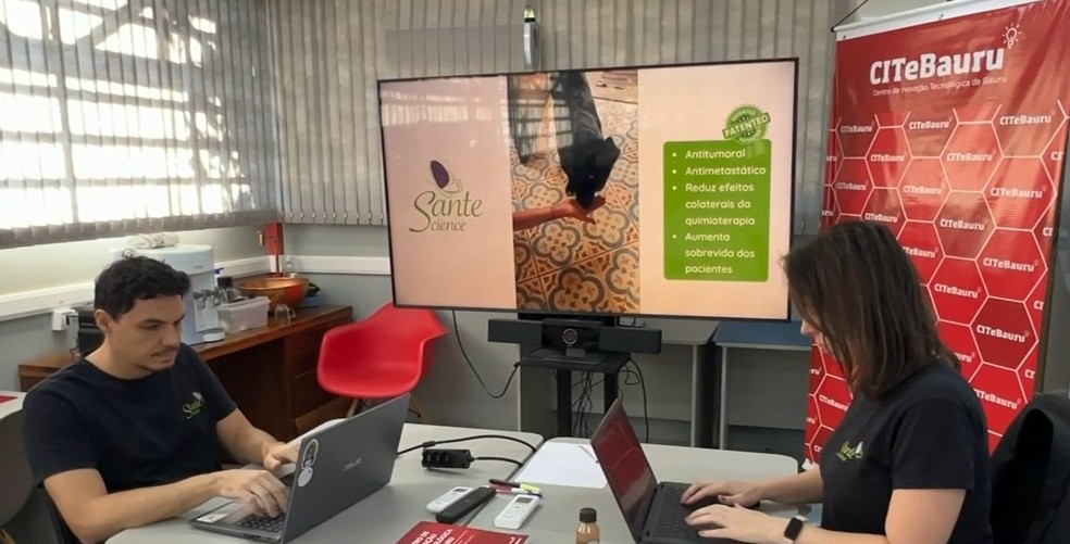 3 de 3
A startup Sante Science &eacute; comandada por Marcela Rodrigues de Camargo e Pedro Vannini &mdash; Foto: TV TEM